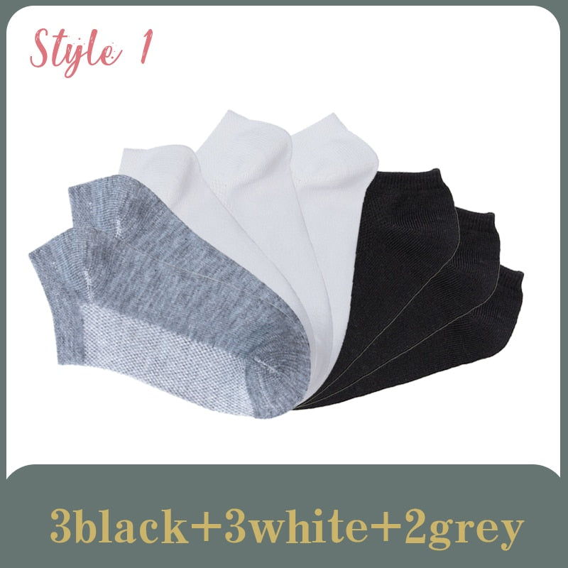8 Pairs Lot Solid Mesh Women's Short Socks Invisible Ankle Socks Pack Ladies Spring Summer Breathable Thin Boat Socks Set