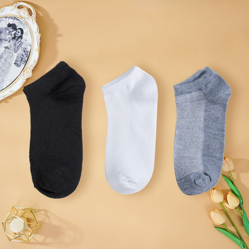 8 Pairs Lot Solid Mesh Women's Short Socks Invisible Ankle Socks Pack Ladies Spring Summer Breathable Thin Boat Socks Set