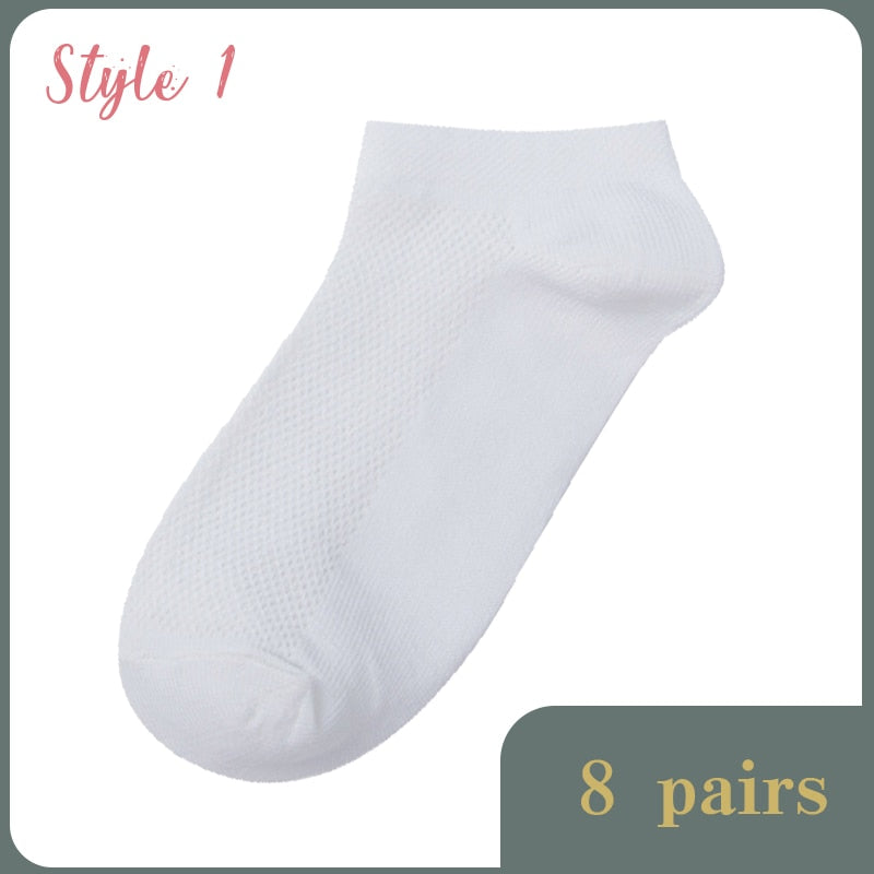 8 Pairs Lot Solid Mesh Women's Short Socks Invisible Ankle Socks Pack Ladies Spring Summer Breathable Thin Boat Socks Set