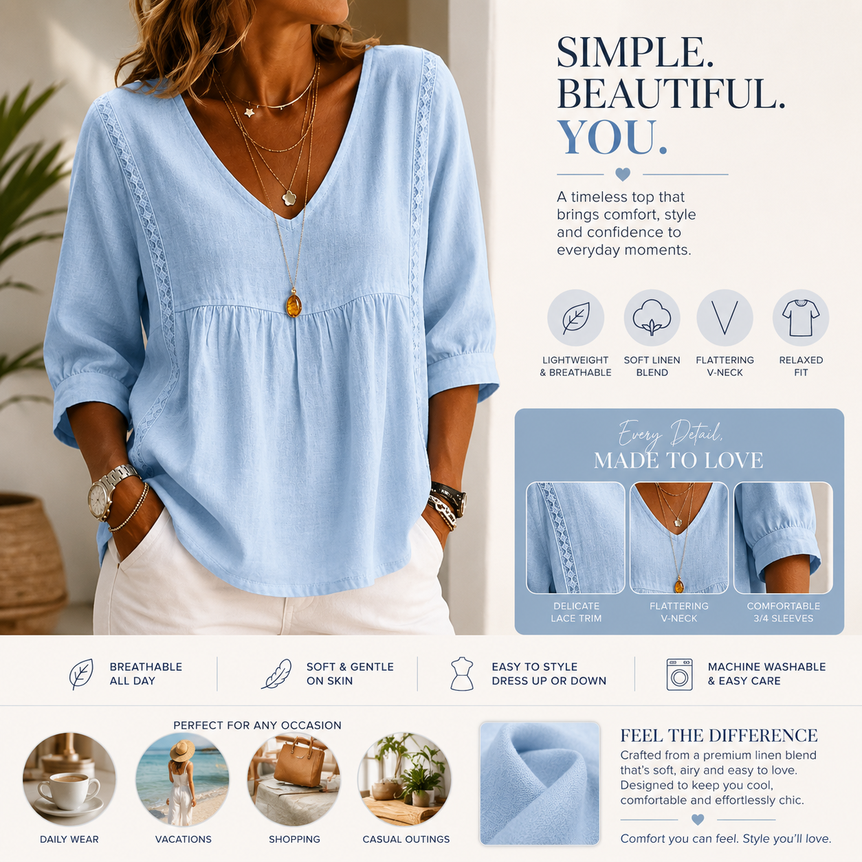 Kylora™ Flowy Elegance Women Blouse